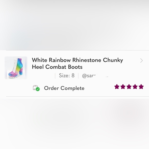 White Rainbow Rhinestone Chunky Heel Combat Boots - Picture 2 of 4